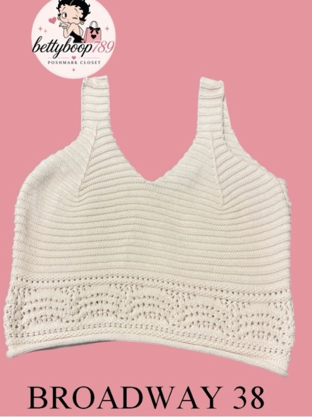 Women's Crochet V-Neck Crop Top - Cream